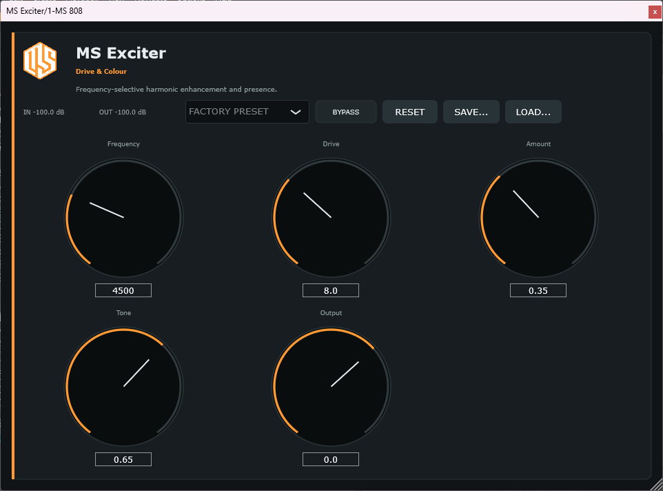 MS Exciter - Harmonic Exciter VST3 Plugin