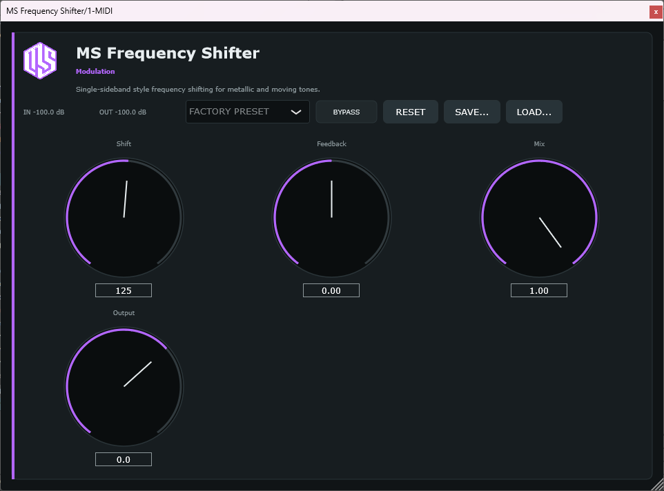 MS Frequency Shifter - Frequency Shifting VST3 Plugin
