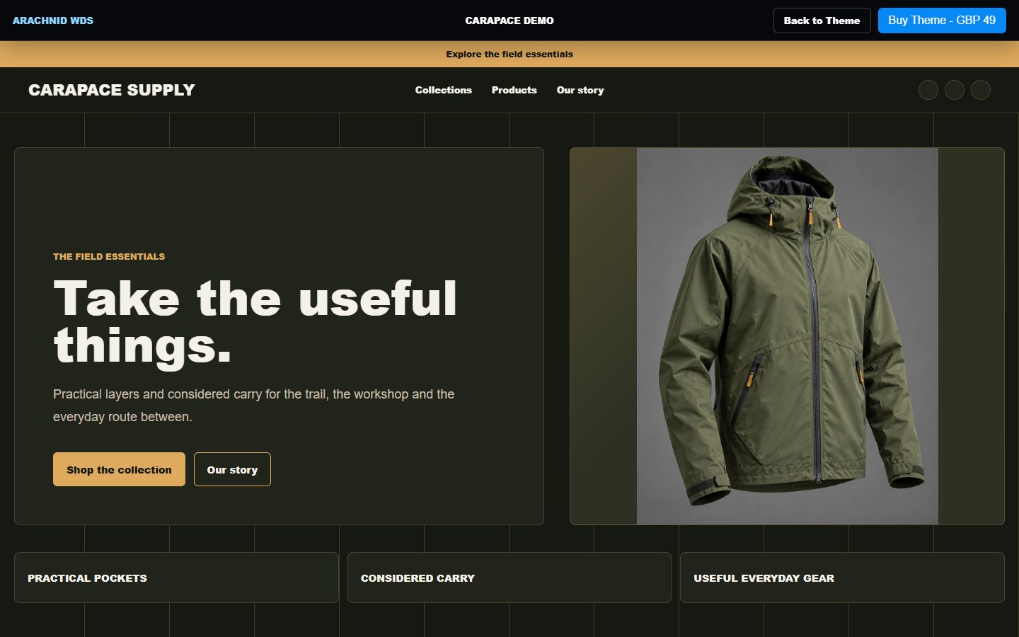 CARAPACE storefront demo preview