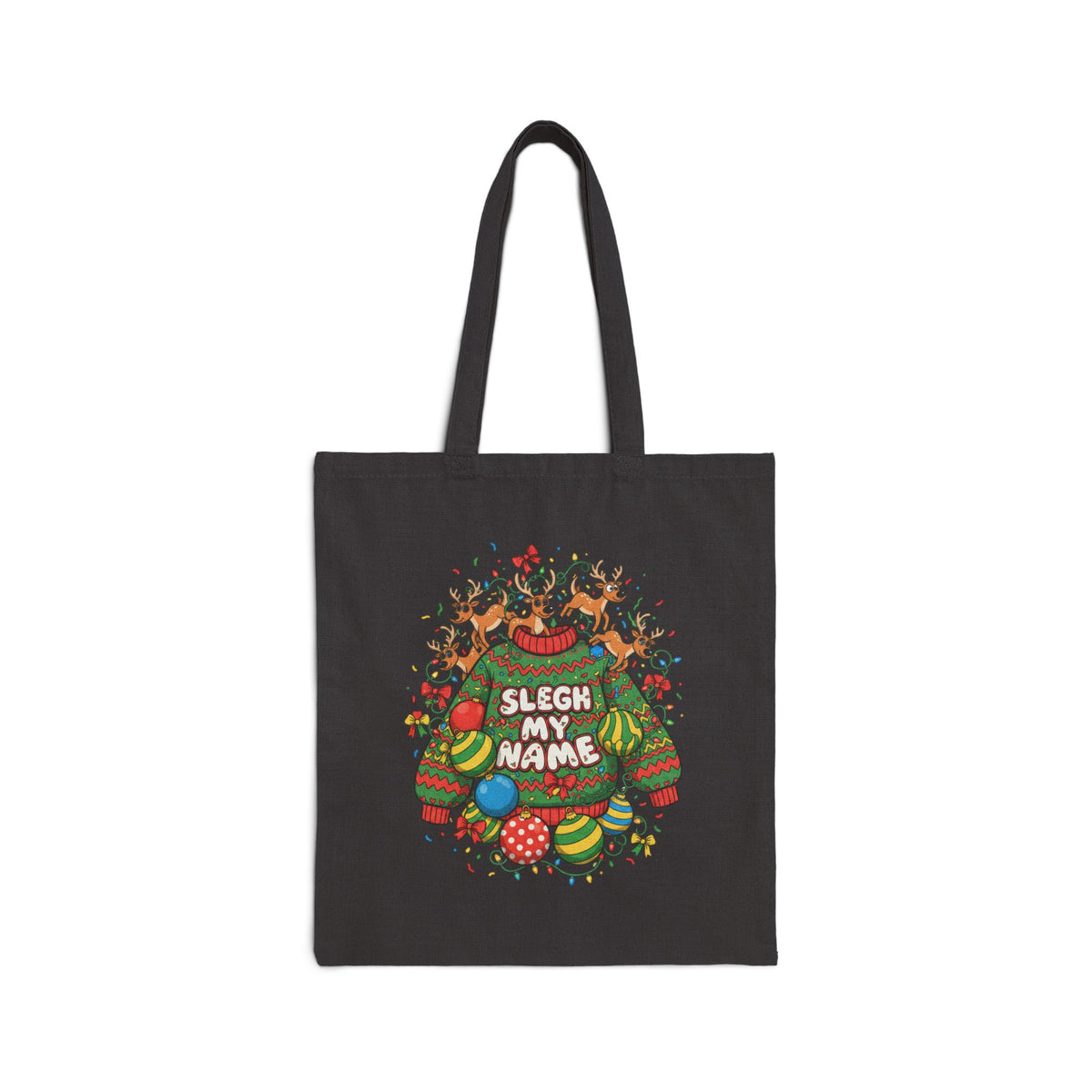 Sleigh My Name funny ugly Christmas sweater tote | ugly party sweatshirt vibe, novelty holiday knit