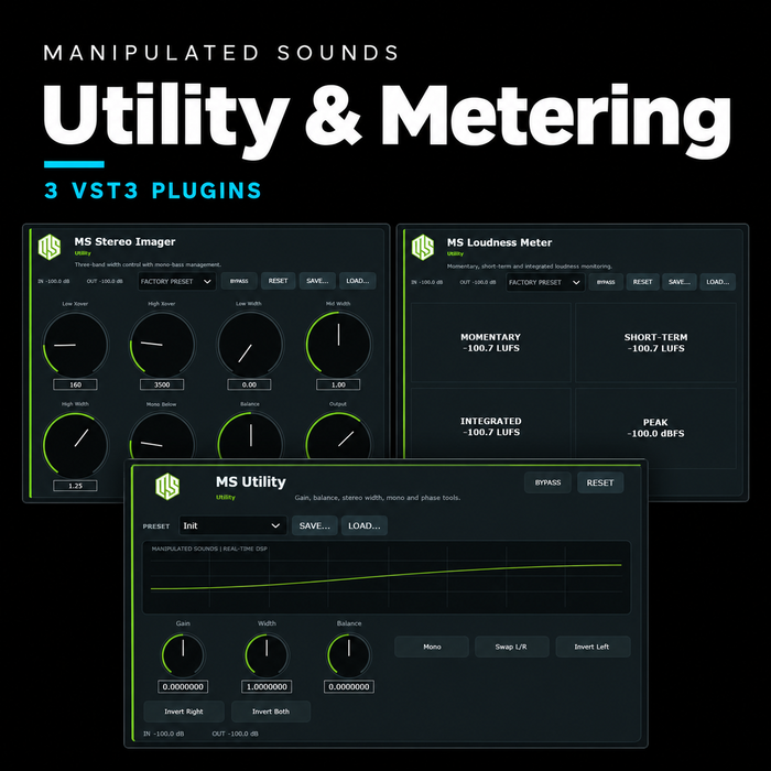 Manipulated Sounds Utility & Metering - 3 VST3 Plugins