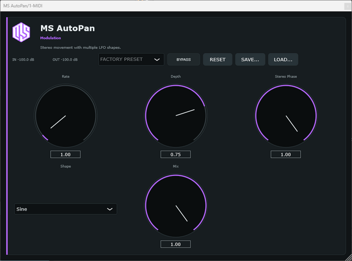 MS AutoPan - Stereo Auto-Panner VST3 Plugin