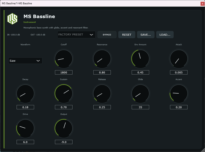 MS Bassline - Monophonic Bass Synth VST3