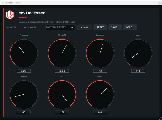 MS De-Esser - Sibilance Control VST3 Plugin