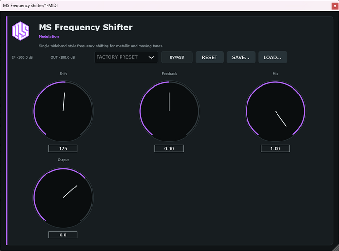 MS Frequency Shifter - Frequency Shifting VST3 Plugin