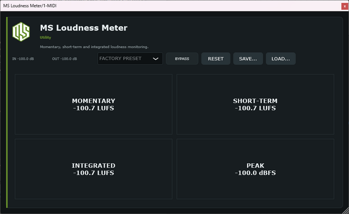 MS Loudness Meter - LUFS Metering VST3 Plugin