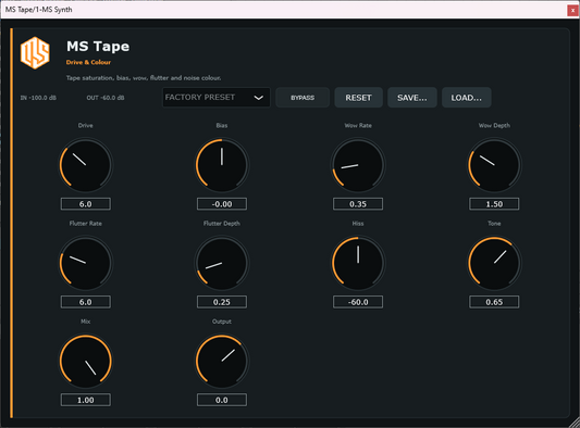 MS Tape - Tape Saturation VST3 Plugin