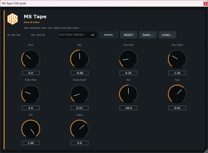 MS Tape - Tape Saturation VST3 Plugin